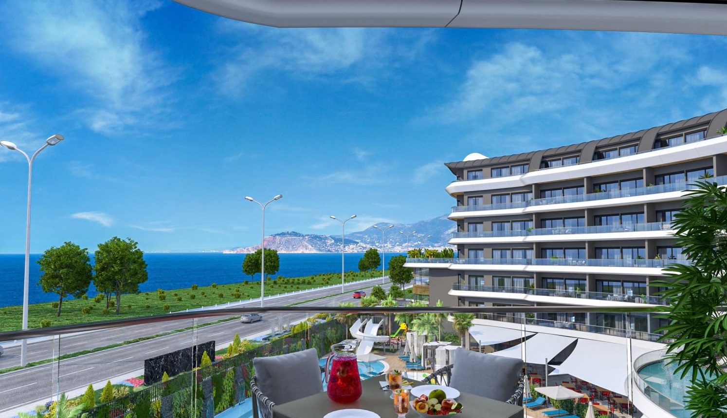 Apartment N°220 in Alanya mit Meerblick, 1 Schlafzimmer, 1 Bad, direkt am Strand