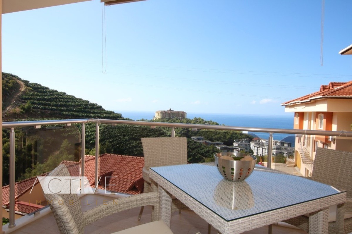 Penthaus 145qm mit Meerblick in Alanya, 3 Schlafzimmer, 2 Bäder, 2 Etagen, Pool