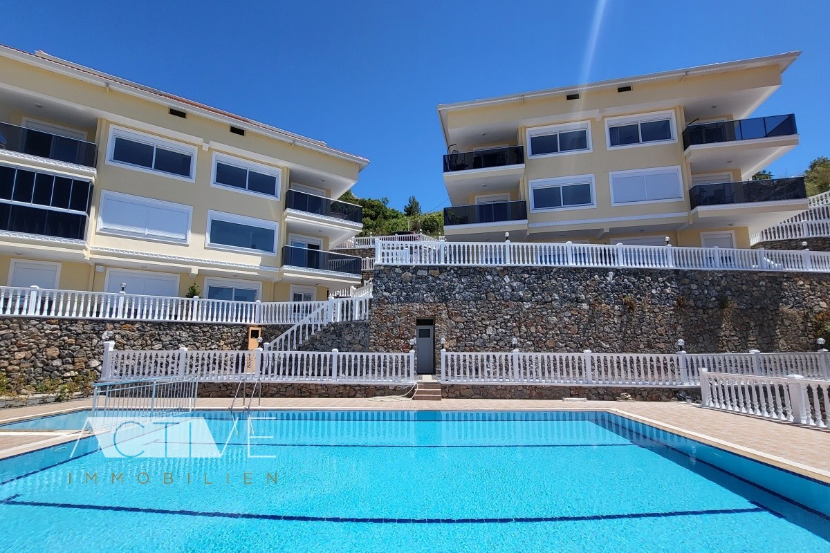 Penthaus 145qm in Alanya mit Meerblick, Neubau, 2 Schlafzimmer, 2 Bäder, Pool, 2 Etagen, 2 Dachterrassen