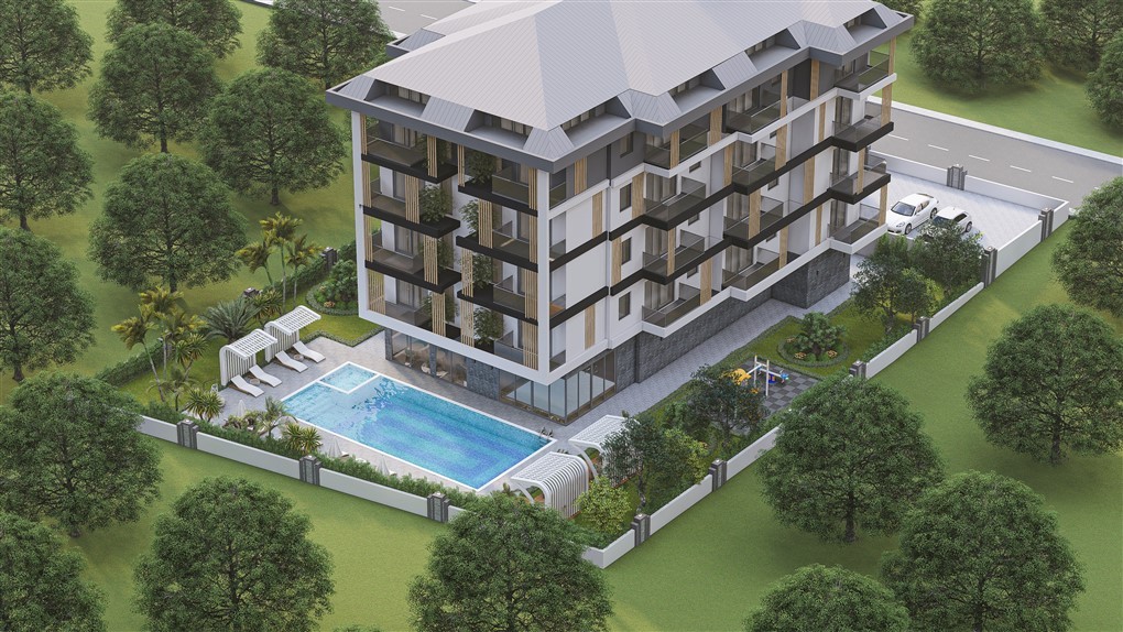 Neubau in Alanya, Wohnungen von 45qm - 120qm, Pool, exklusive Anlage, 1km zum Meer